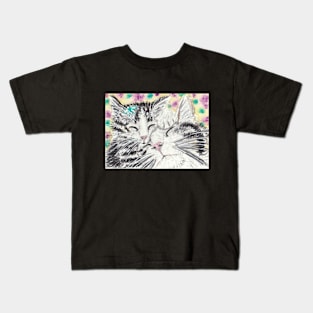 Tabby cat  love kitten watercolor painting Kids T-Shirt